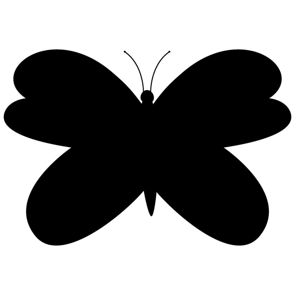 Simple flat black flat silhouette butterflies illustration. Black butterflies collection. Silhouettes, vector