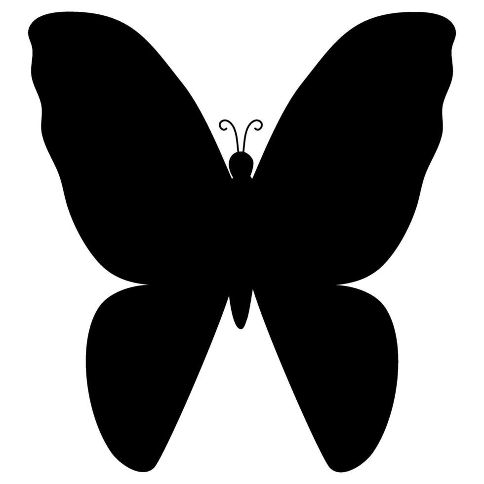 Simple flat black silhouette butterflies illustration. Black butterflies collection. Silhouettes, isolated vector
