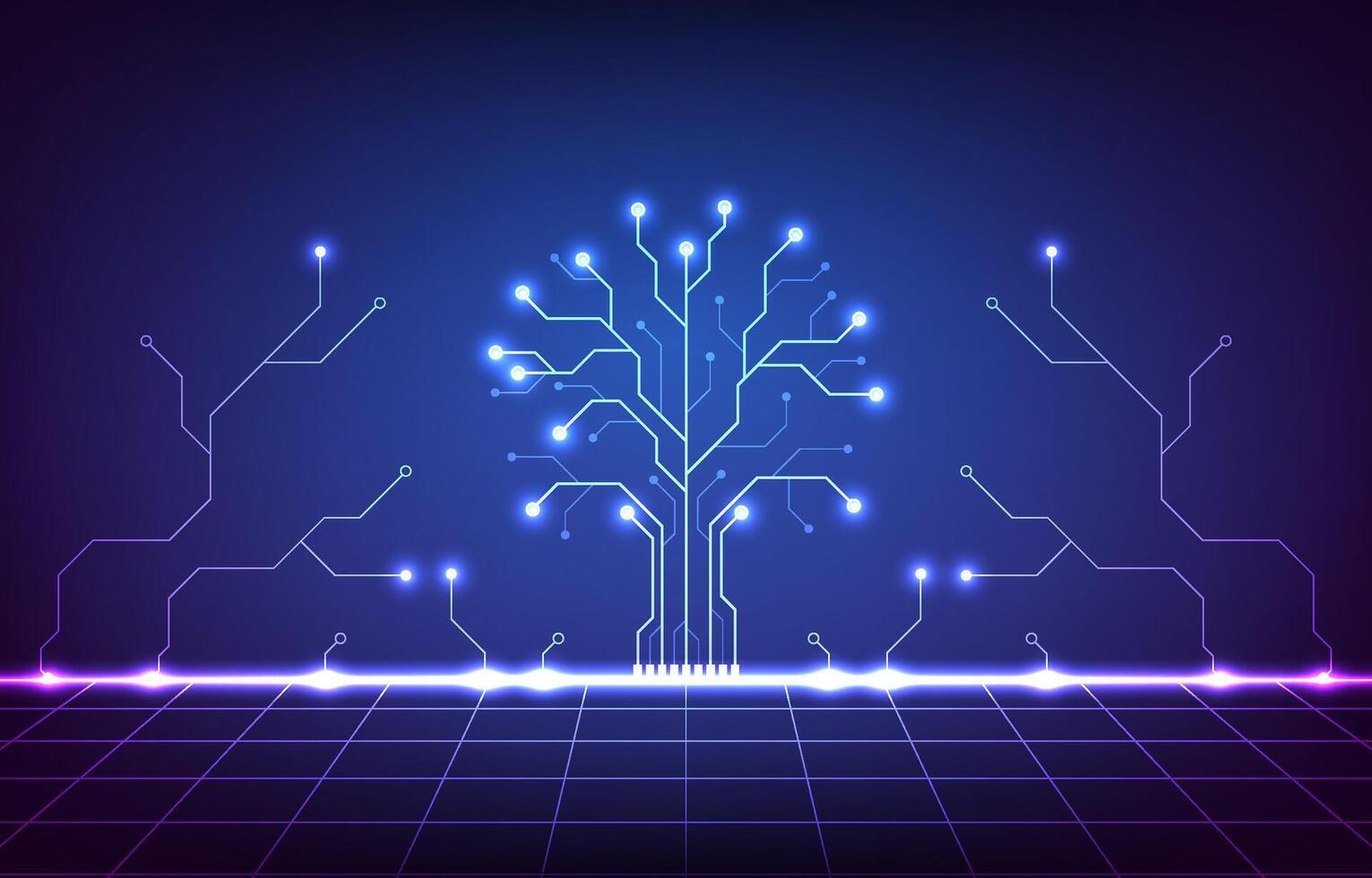 Digital Technology circuit board background. Featuring futuristic concept. Design for data future tree system network connections motherboard. vector