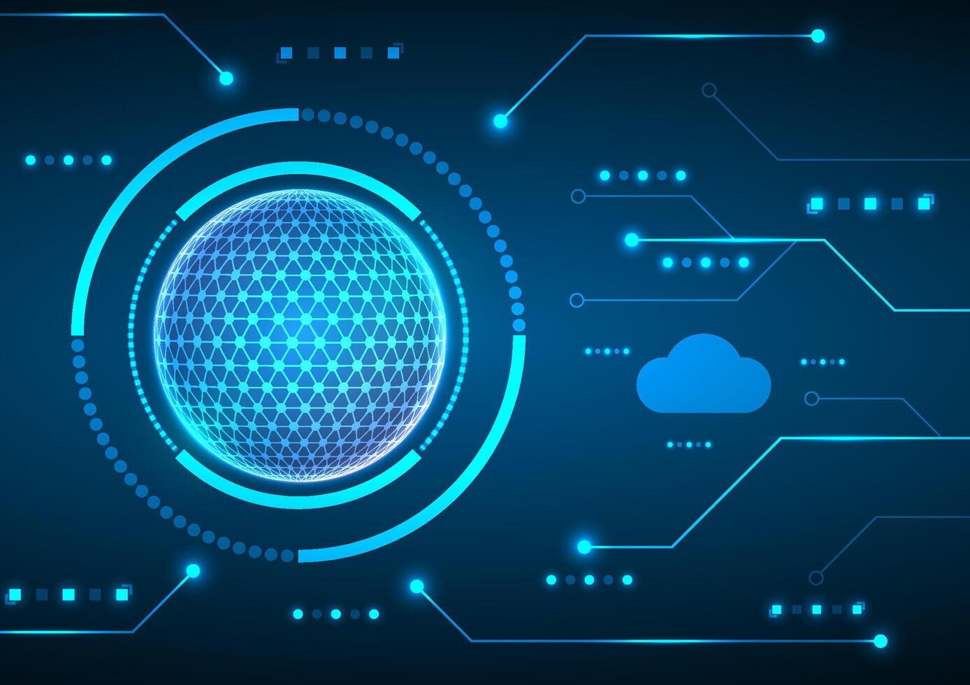 Digital technology background. Network cloud concept. Design for futuristic cyber online data system wireless wifi map world. vector