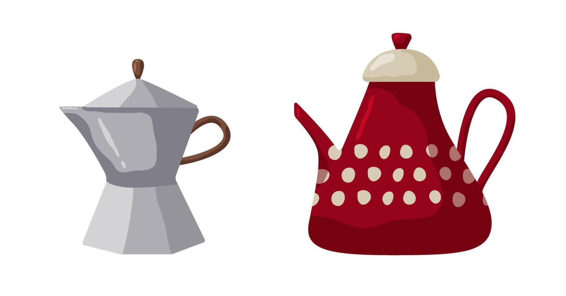 Coffee pot and kettle in a modern kitchen setting during morning hours vector