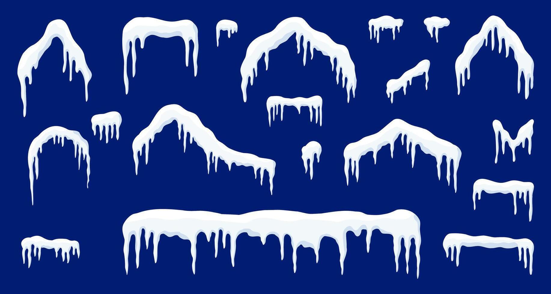 Frosty Festive Icons. Snow Caps and Icicles for Holiday Design vector