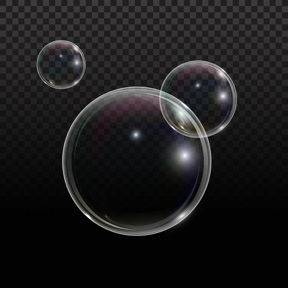 transparent bubbles on dark background vector