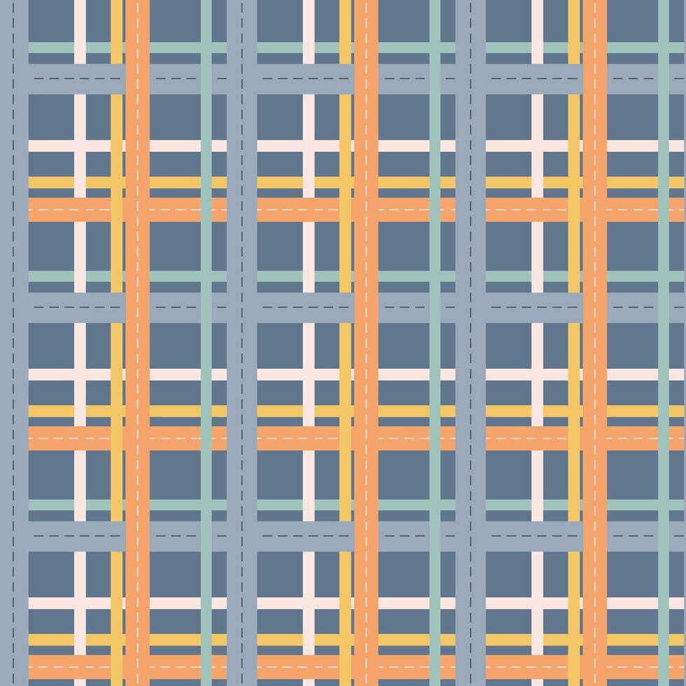 Colorful woven pattern featuring blue, orange, and pastel shades in a grid design vector