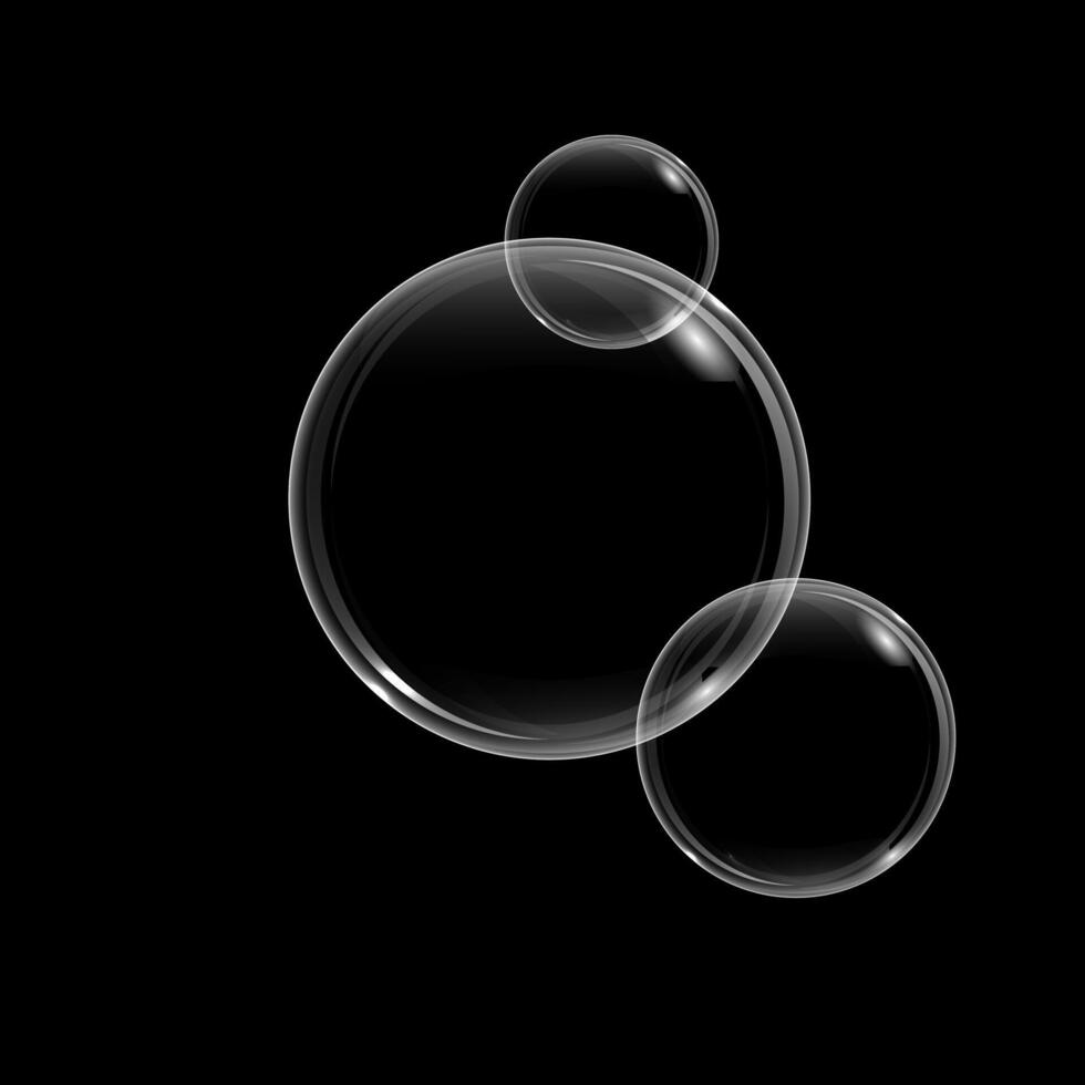 Soap bubble with rainbow reflection on black background. foam bubble, great design for any purposes vector