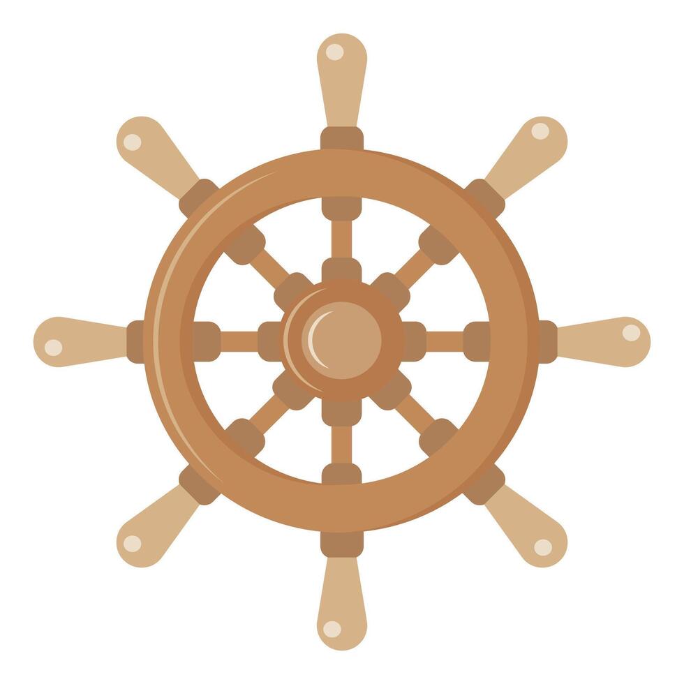 Ship steering wheel, rudder. Management, direction and control concept. vector