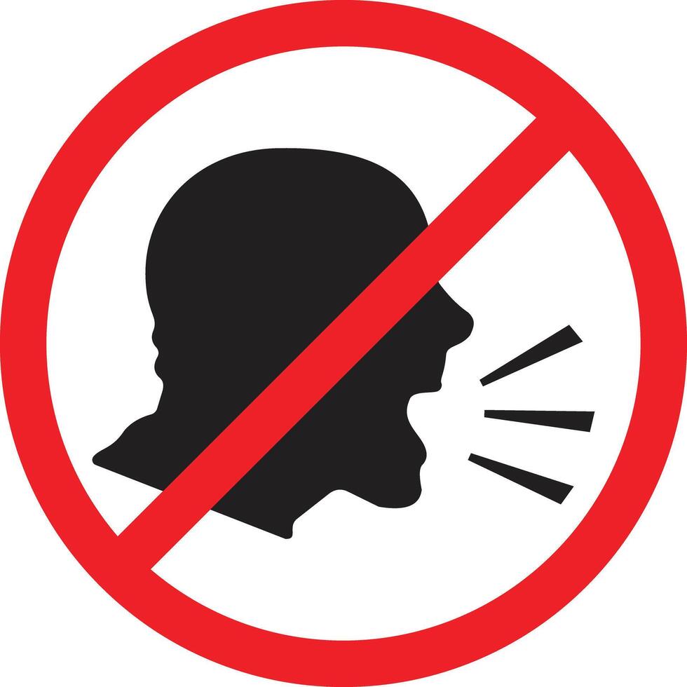 Don't Shout sign. Keep Quiet and Shouting Is Not Allowed Sign. no talking sign with a man's head, illustration vector