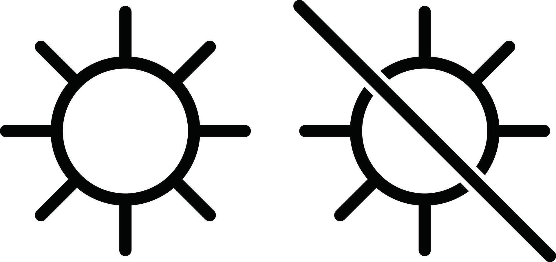 Sun and no sun icon set isolated on white background. design in trendy style. illustration vector