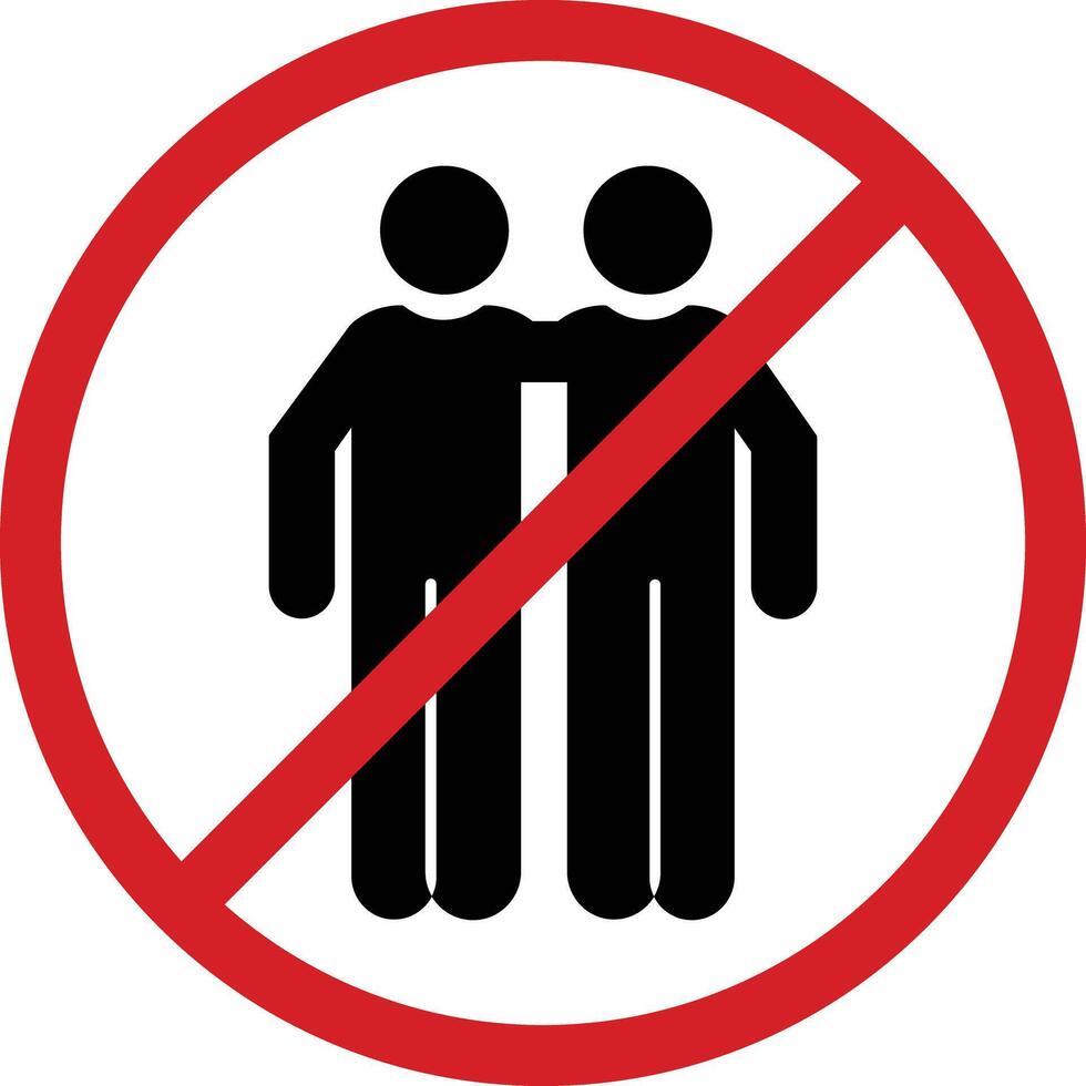 No friends icon. Simple glyph, flat of friendship ban, prohibition, embargo, interdict, red circle. icon for ui and ux, website or mobile application vector