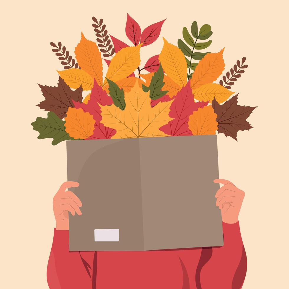 Autumn leaves emerging from a book vector