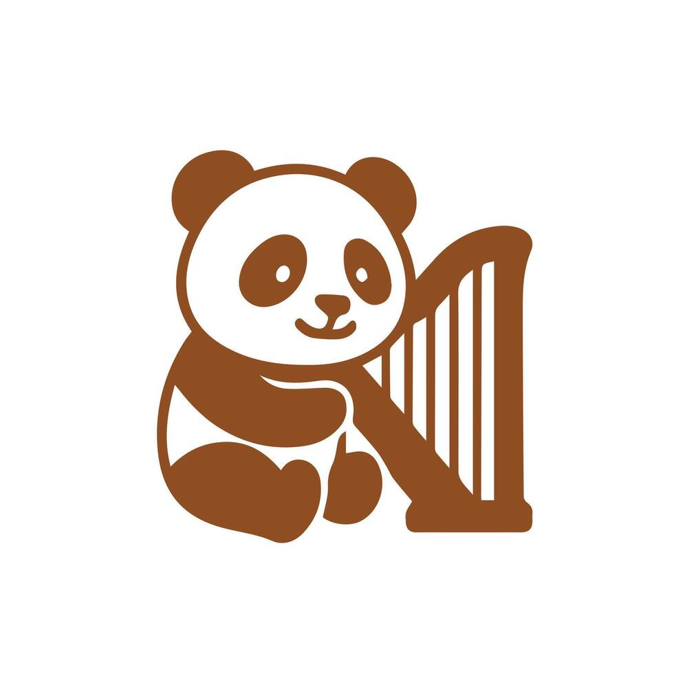 Cute Cartoon Panda Playing a Harp vector