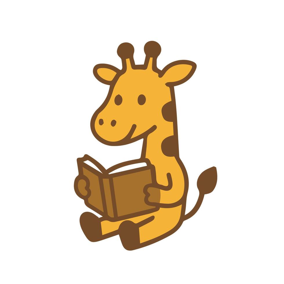 A charming giraffe engrossed in reading a book vector