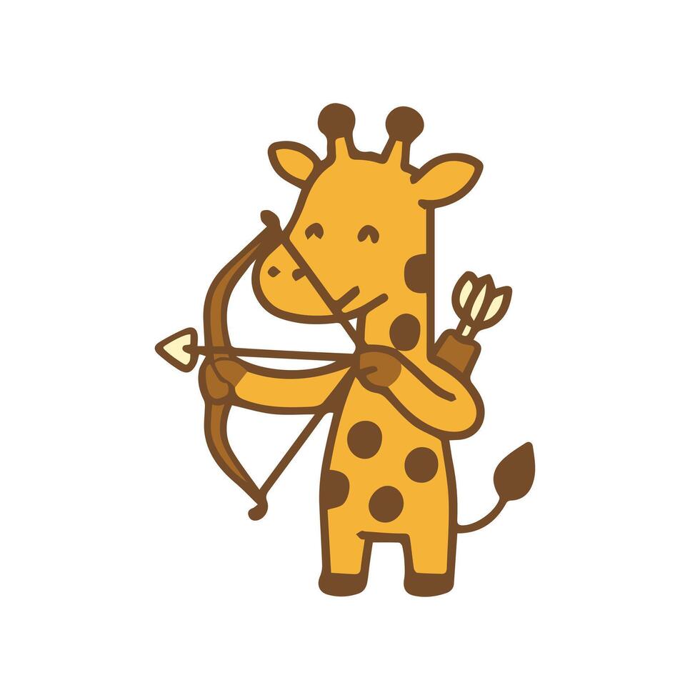 Giraffe Archer with Bow and Arrow vector