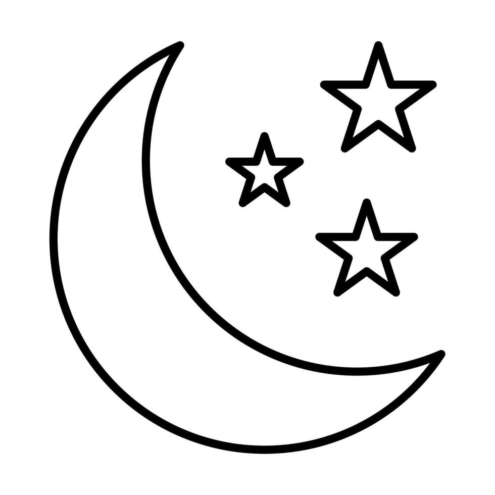 Moon and star outline icon for your web design, logo, UI. illustration vector