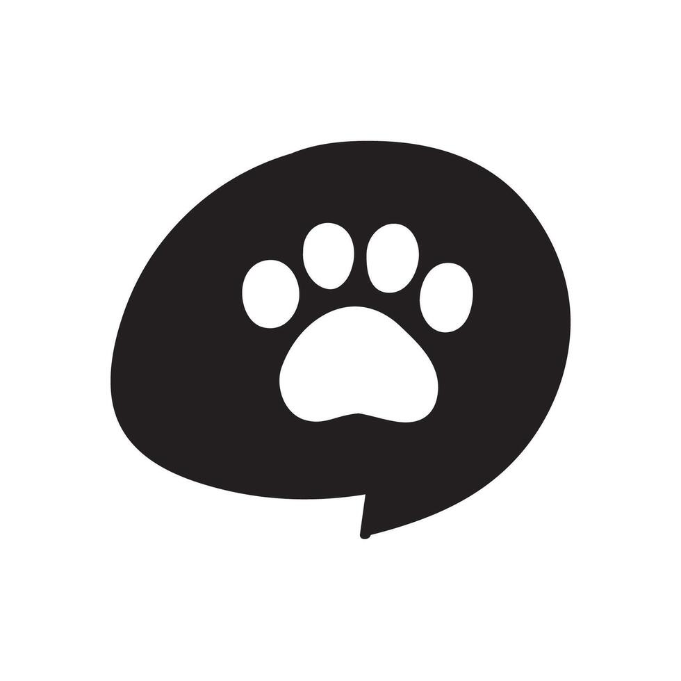 Dog paw icon. design. Speech bubble. Hand drawn illustration on white background. vector