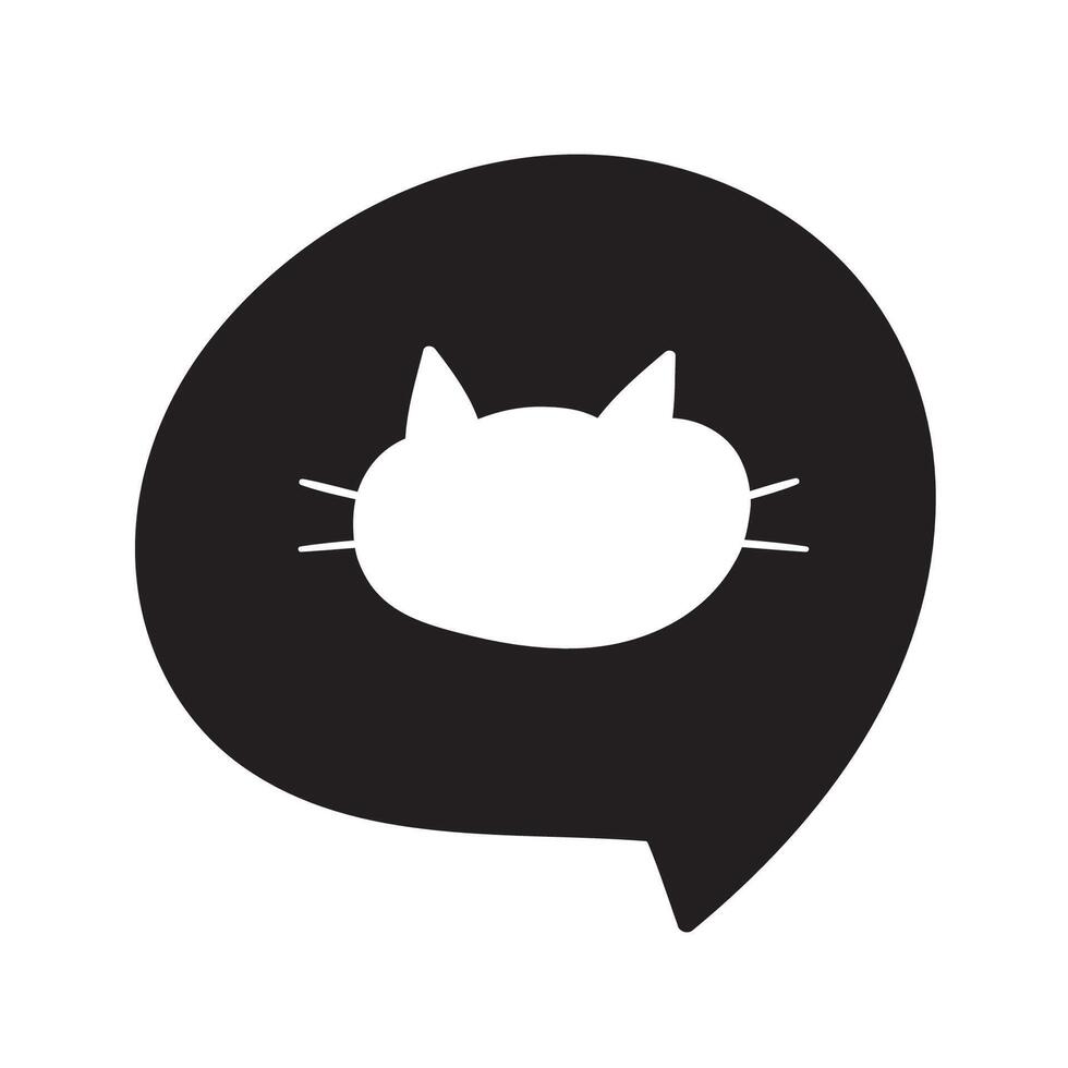 Isolated icon. Cat head inside speech bubble. design illustration on white background. vector