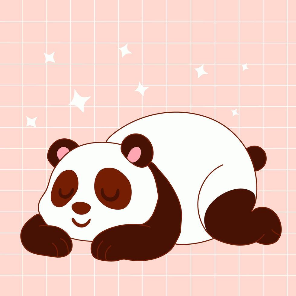 Kawaii Panda Sleeping Peacefully in Cartoon Art vector