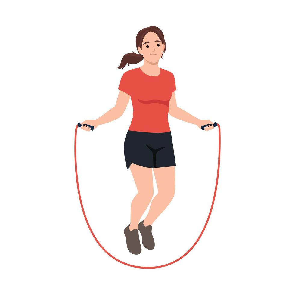 Woman Skipping Rope for Exercise. vector