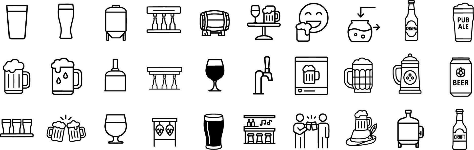 Icon collection of various beer types vector