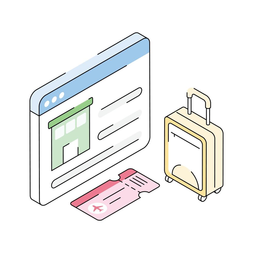 An isometric style icon of hotel site interface vector