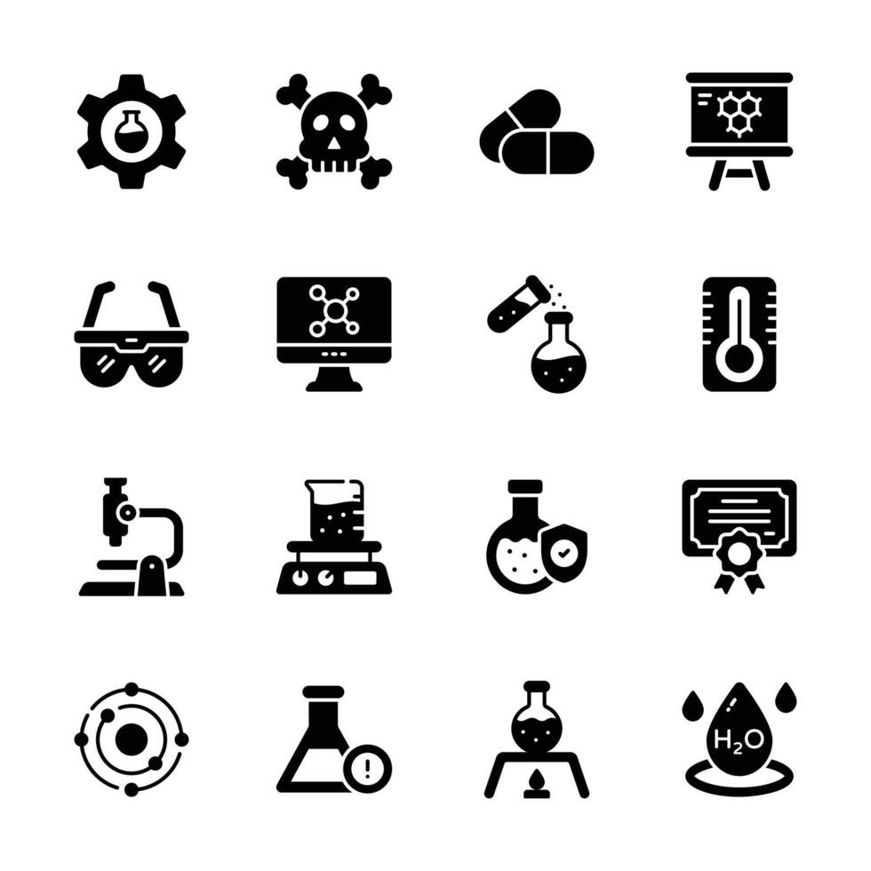 Latest Pack of Lab Experiments Glyph Icons vector