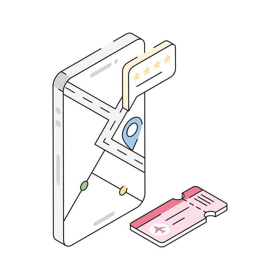 A modern isometric icon presenting location app screen vector