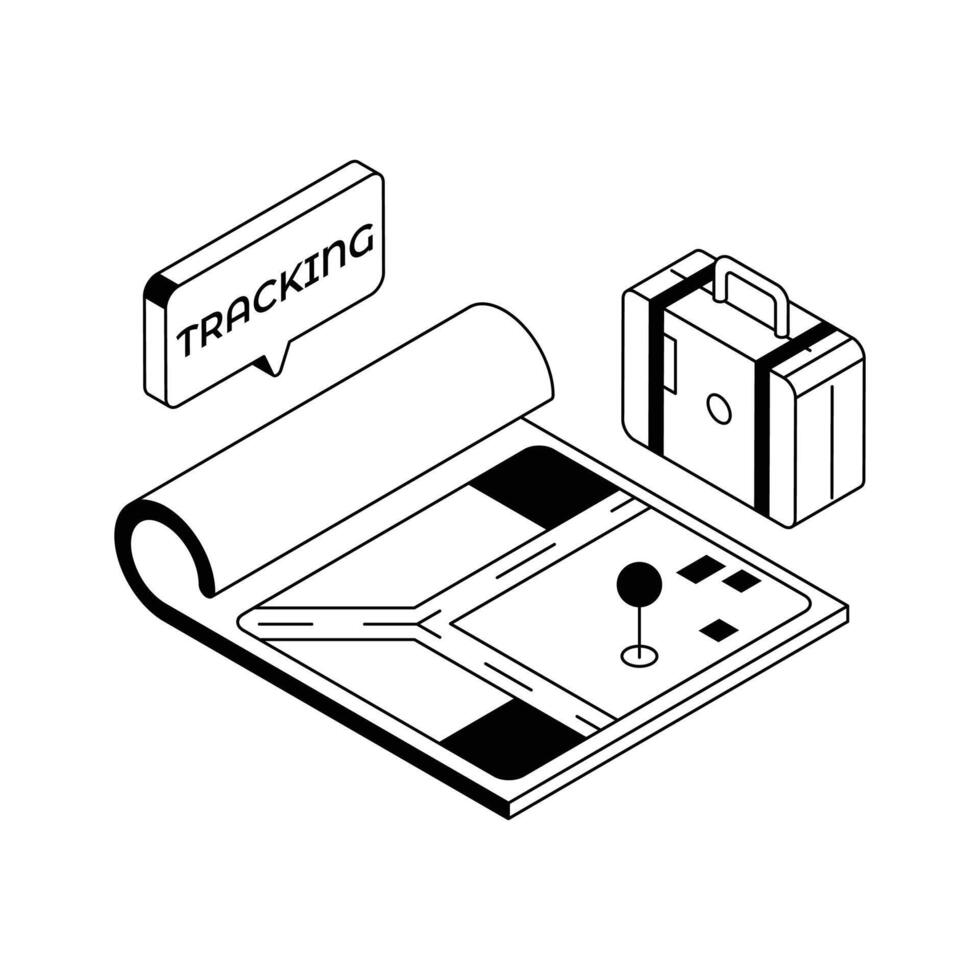 A trendy isometric icon presenting outdoor tracking activity. vector
