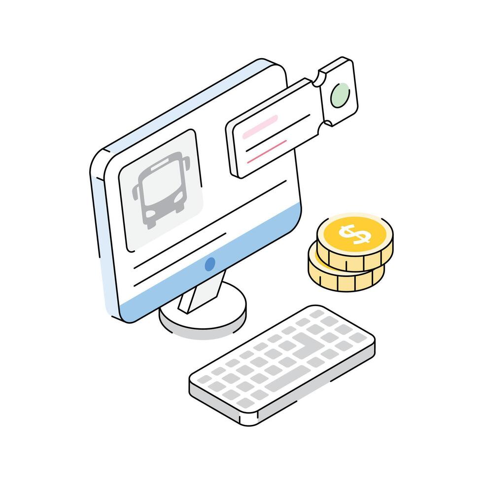 Get this isometric icon featuring bus ticket pass vector