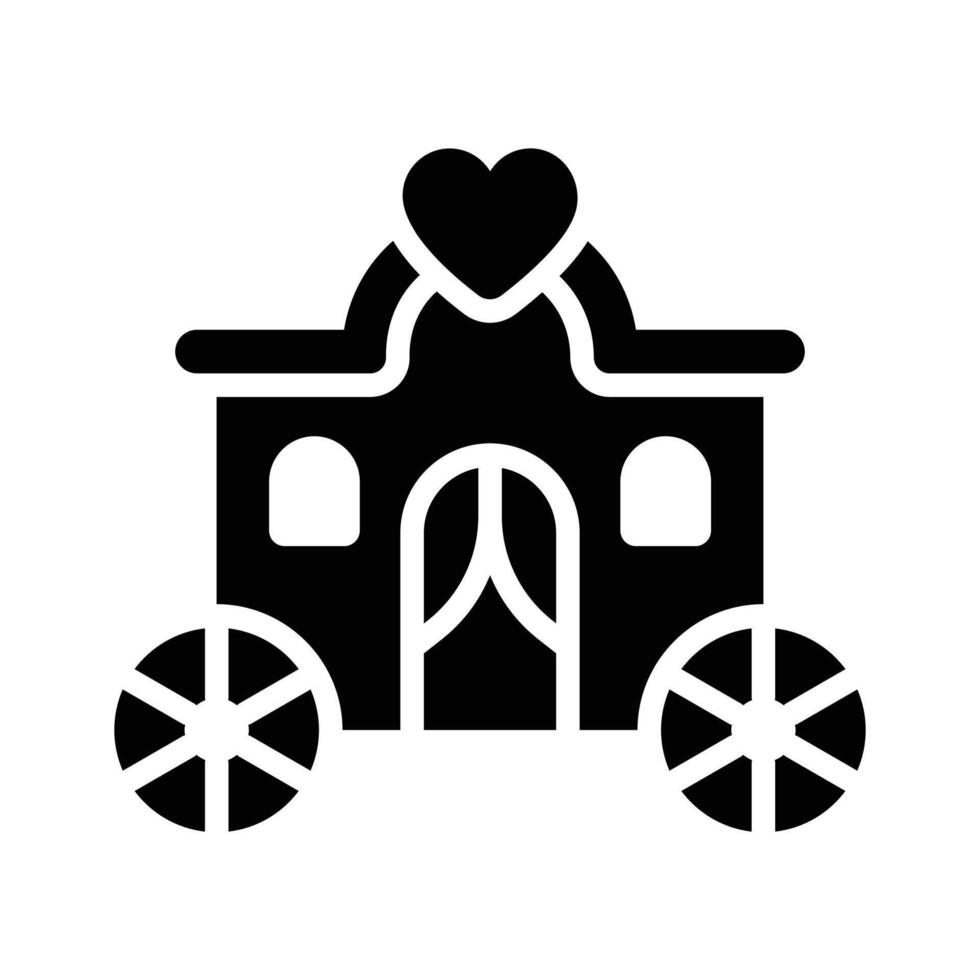 A captivating glyph icon of wedding carriage ride vector
