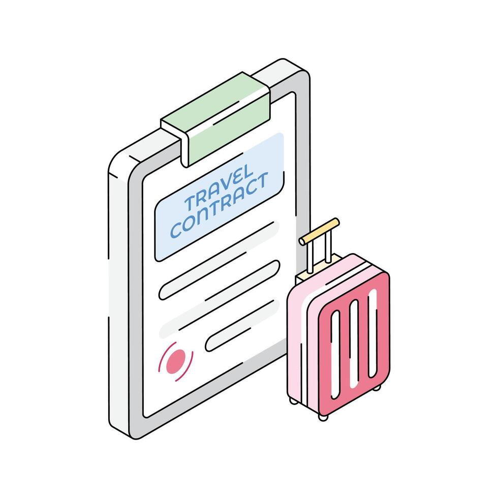 Here is an isometric icon of travel contract concept vector