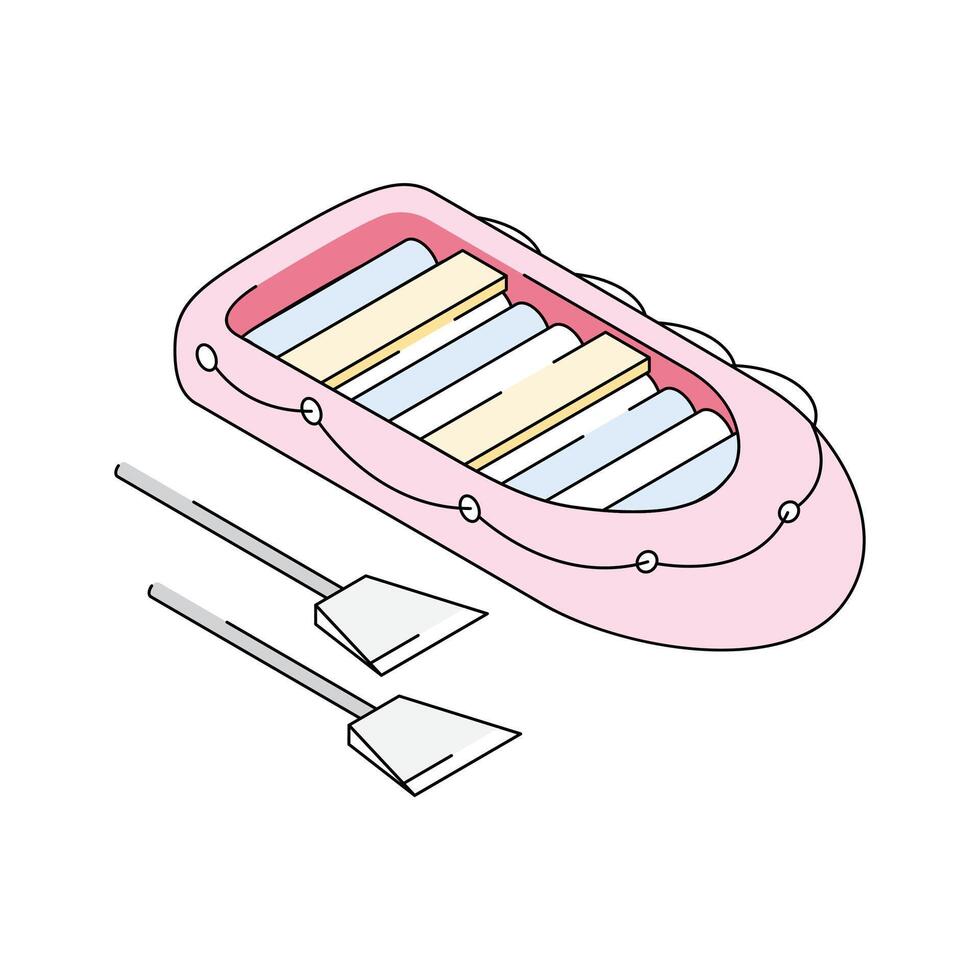 A premium isometric icon of rubber boat adventure vector