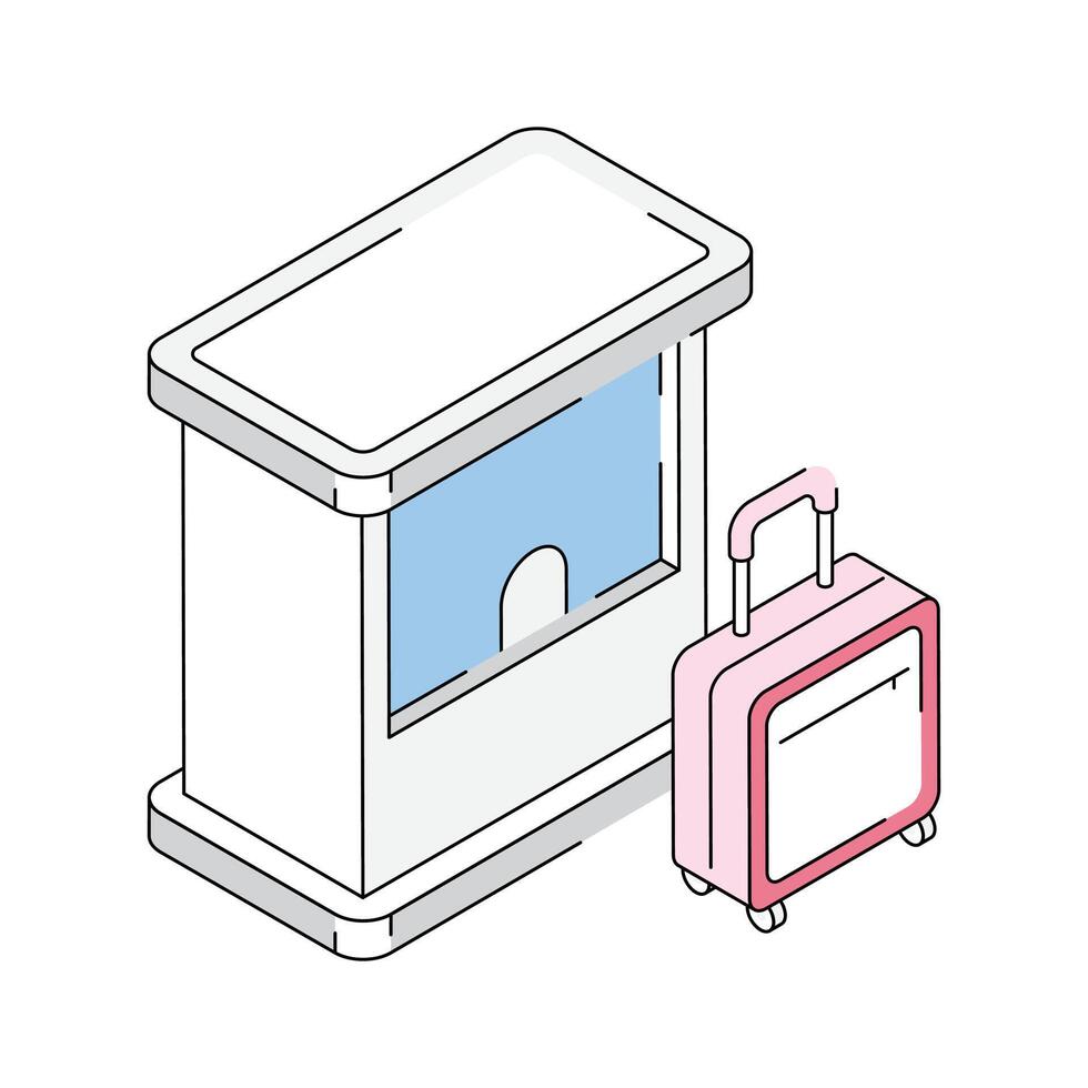 Check out this isometric icon showing ticket booth exterior vector