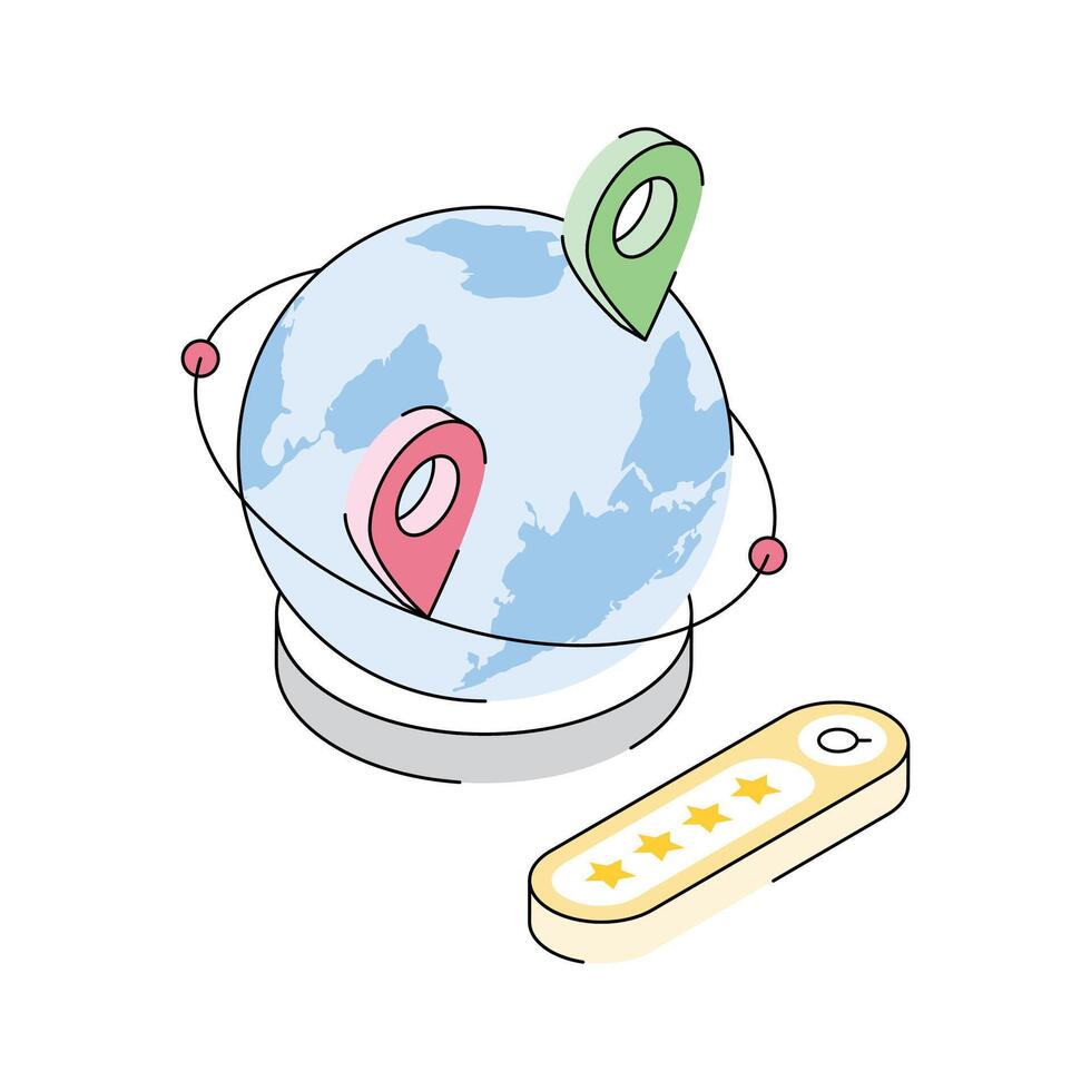 A well crafted isometric icon for global tracking vector