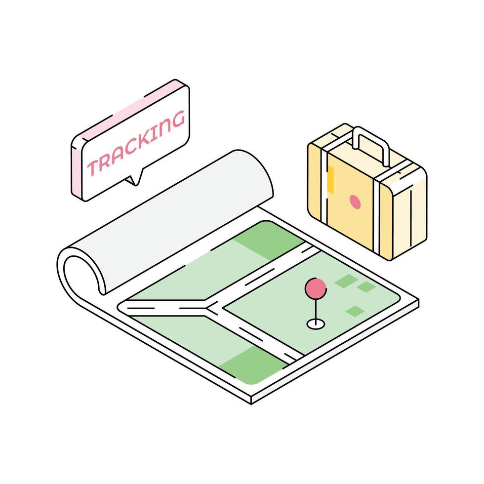 A trendy isometric icon presenting outdoor tracking activity vector