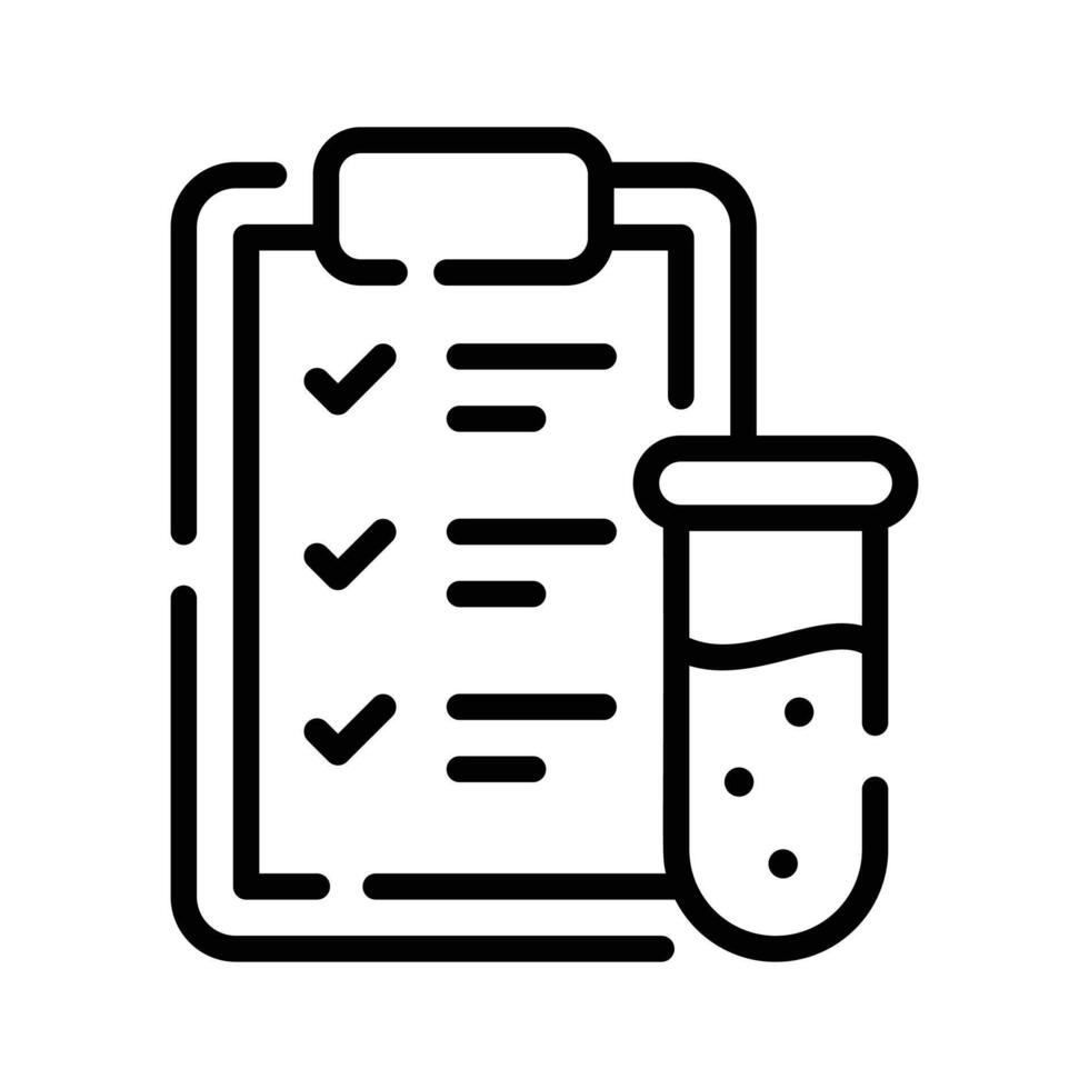 Trendy linear style icon of lab result report with test tube vector