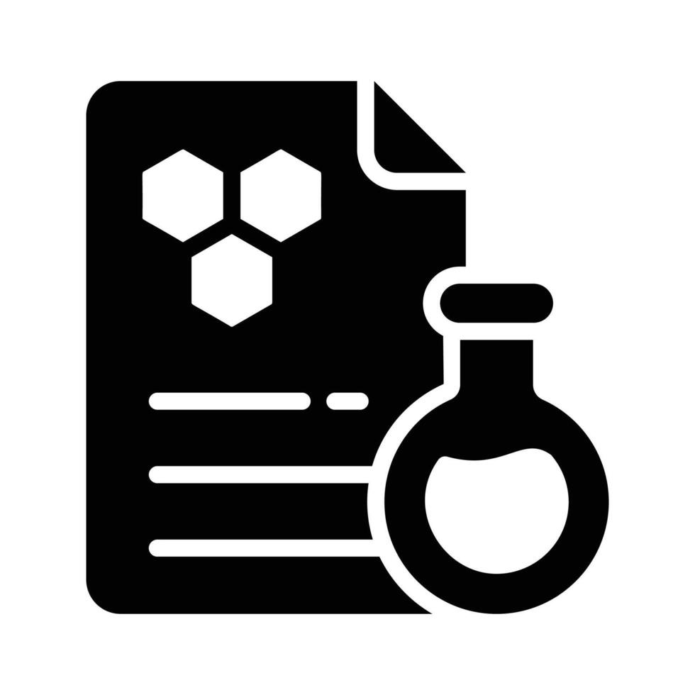 A handy glyph style icon of chemical report vector