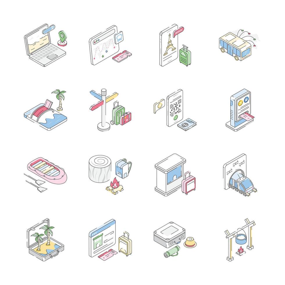 travel planning icons and illustrations vector