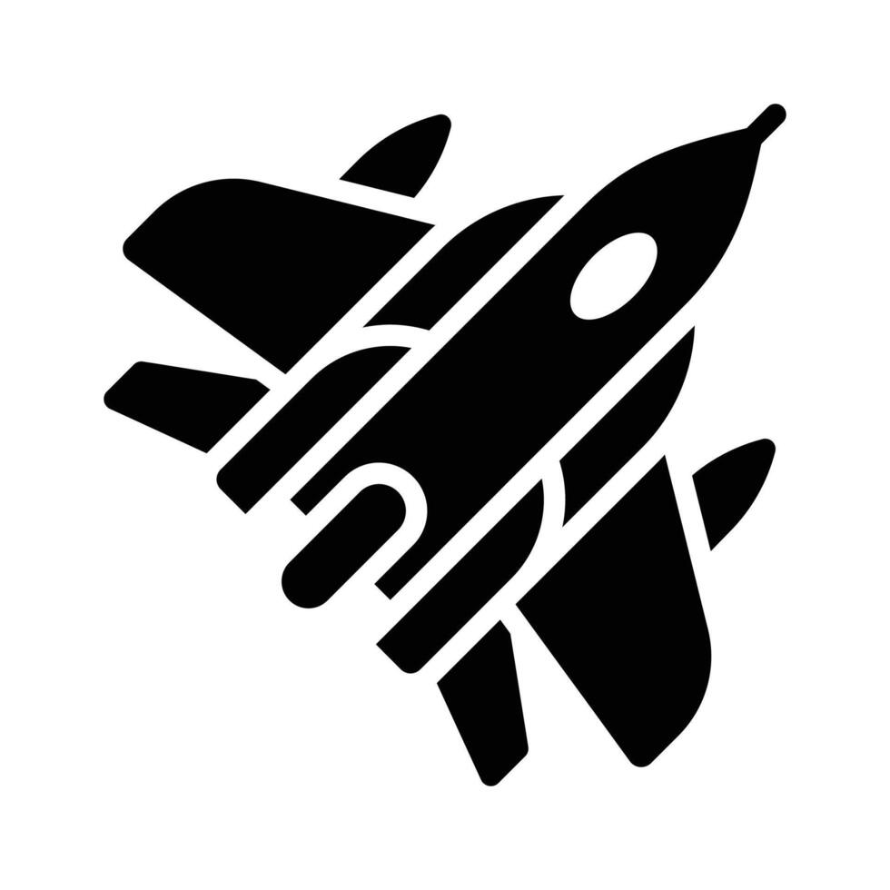 A modern glyph icon of flying passenger jet vector
