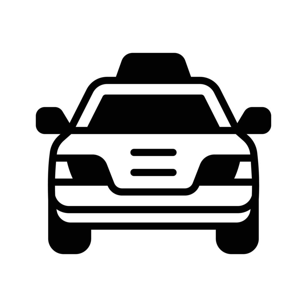 Easy to edit glyph icon of yellow taxi cab. vector