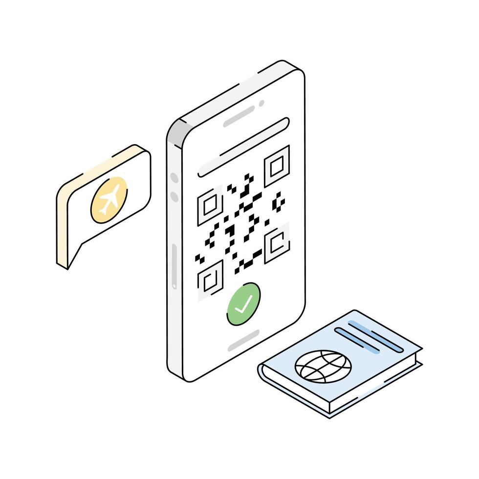 An amazing isometric icon featuring qr scan process vector