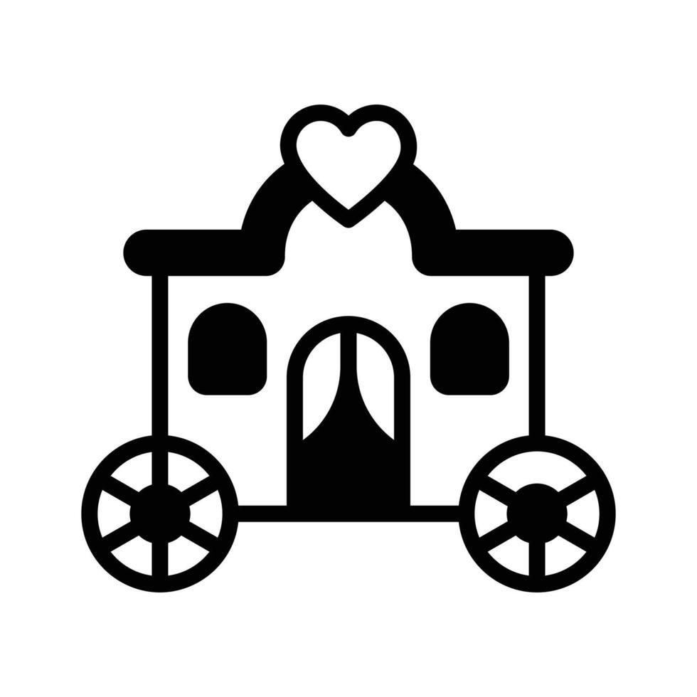 A captivating glyph icon of wedding carriage ride. vector