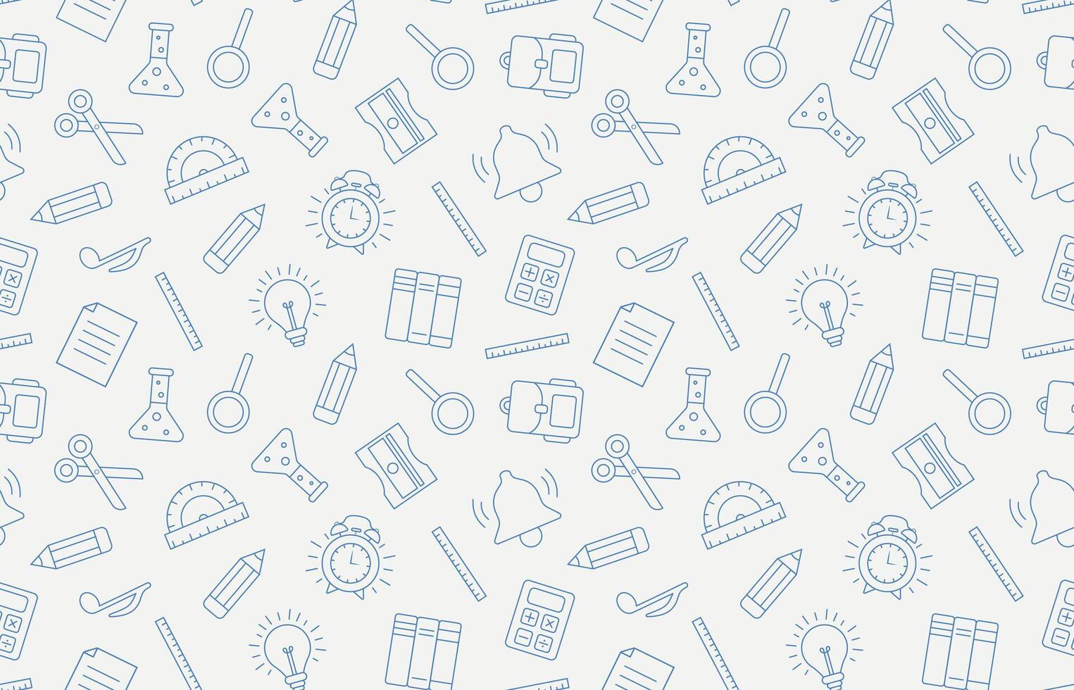 School supplies seamless pattern. Back to school linear icons endless background. Recolorable seamless pattern for printing vector