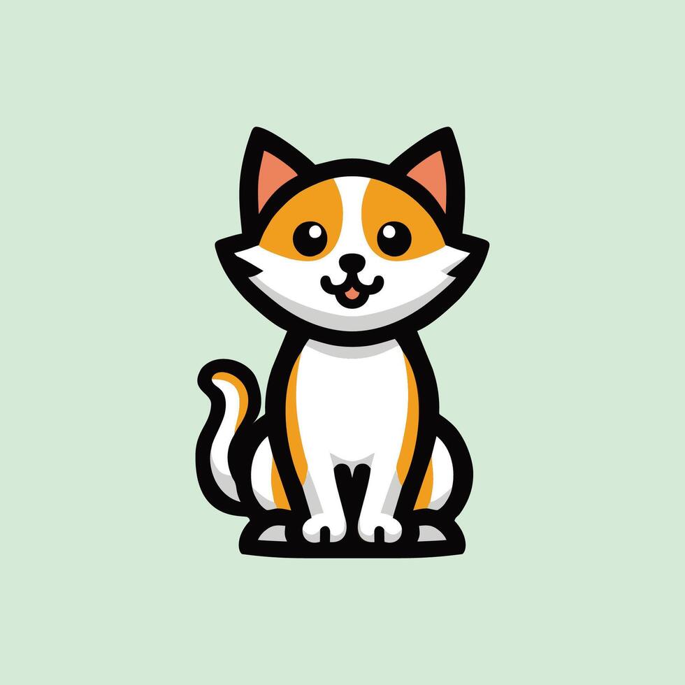 A cartoon cat sitting on a green background vector