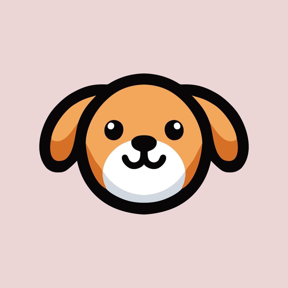 A cartoon dog head on a pink background vector