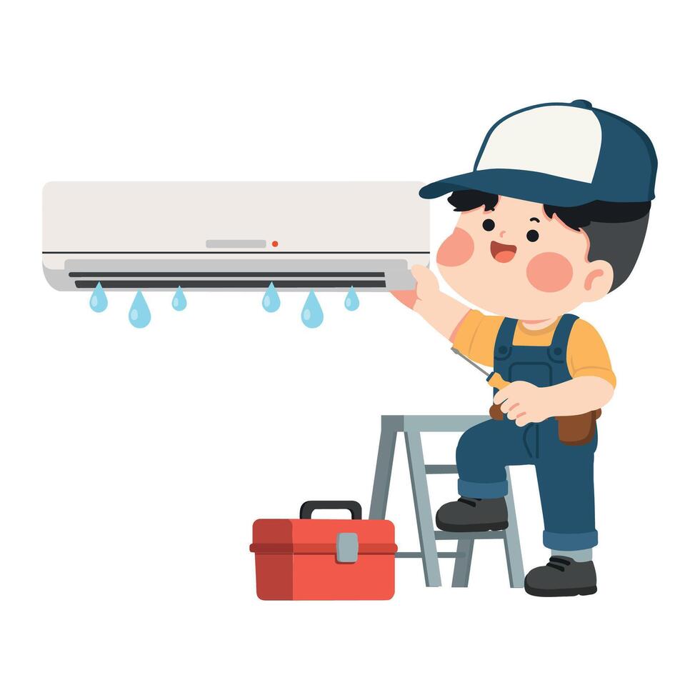AC repair and installation technician vector