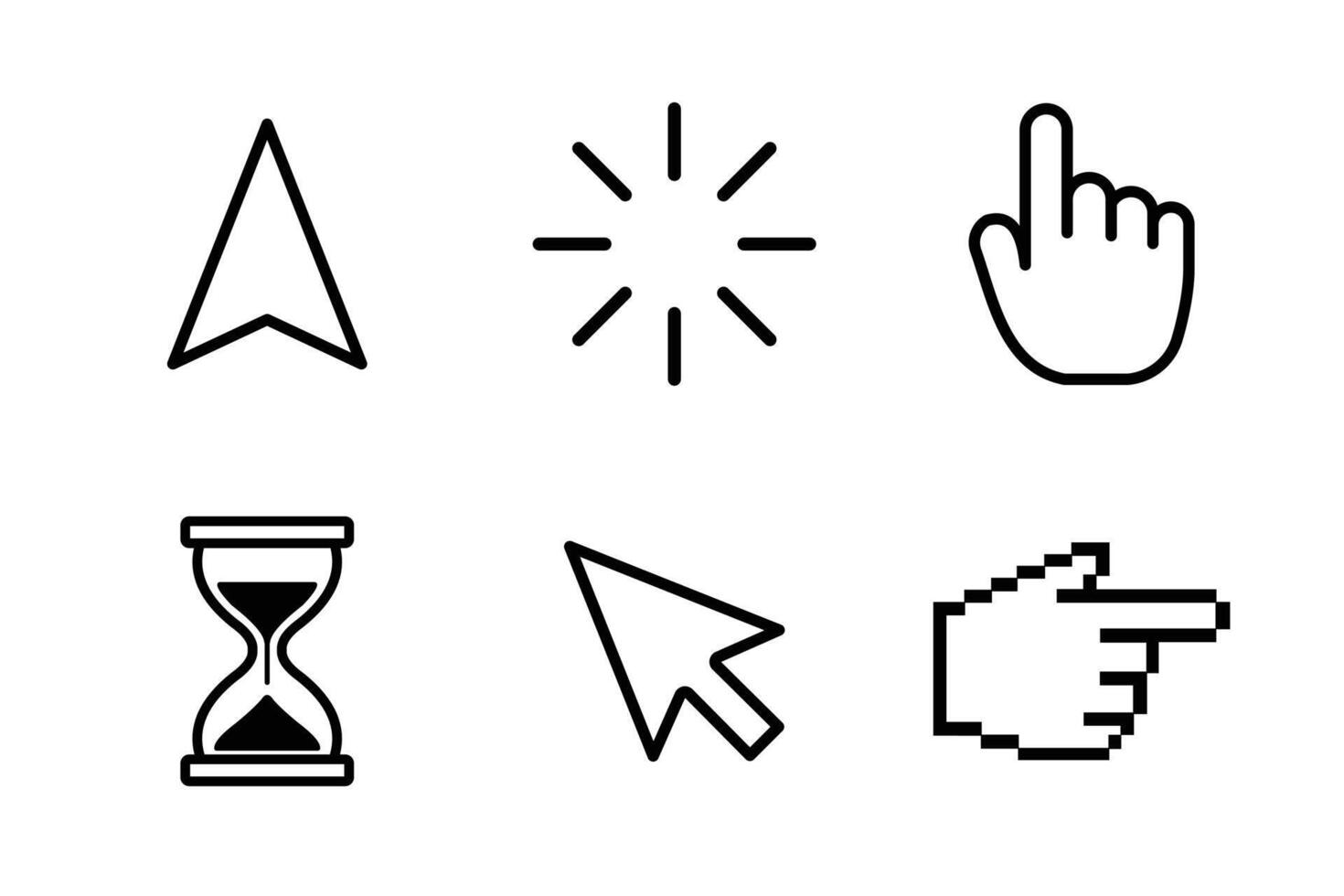 cursors icons mouse hand arrow hourglass vector