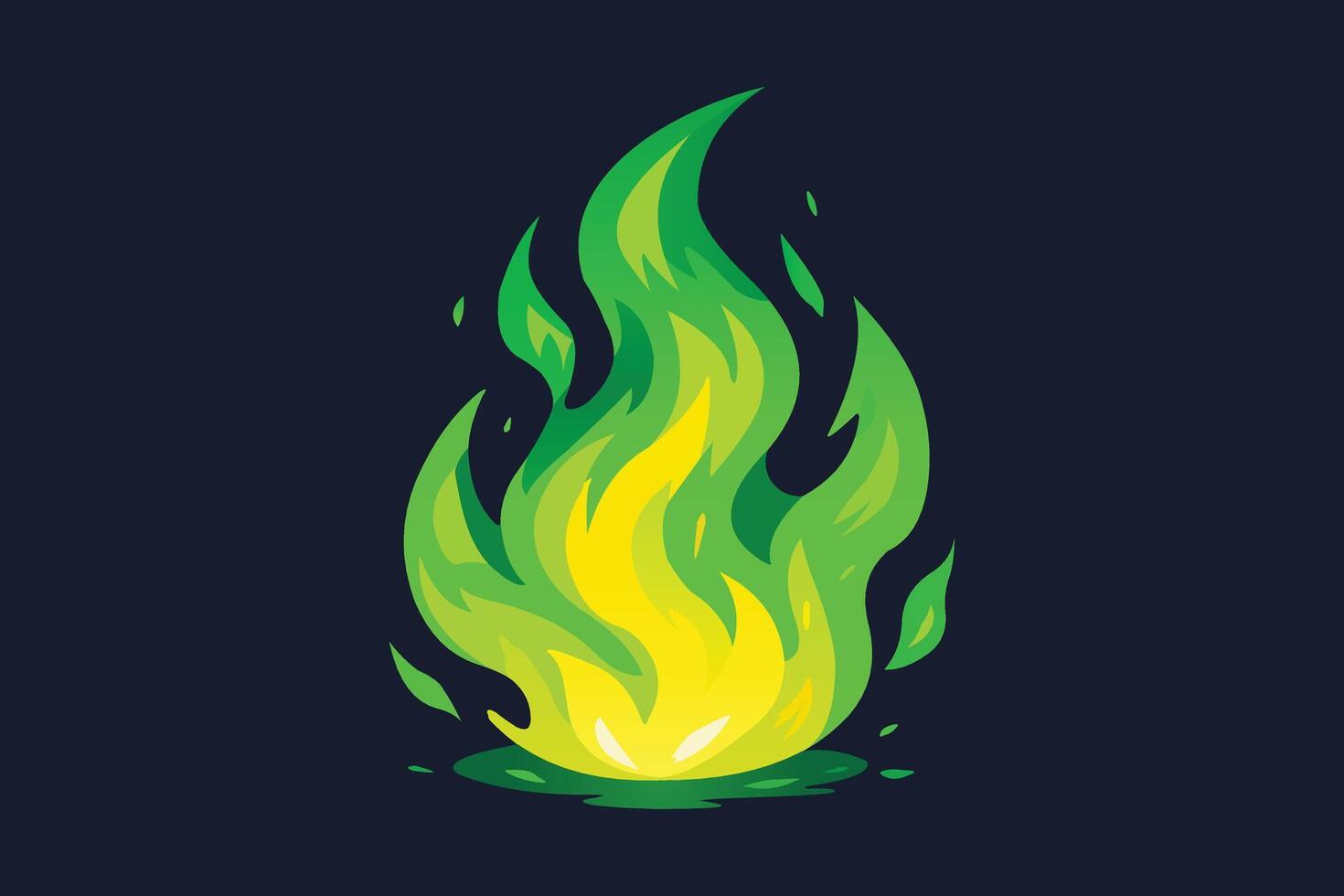 Green flame illustration art vector