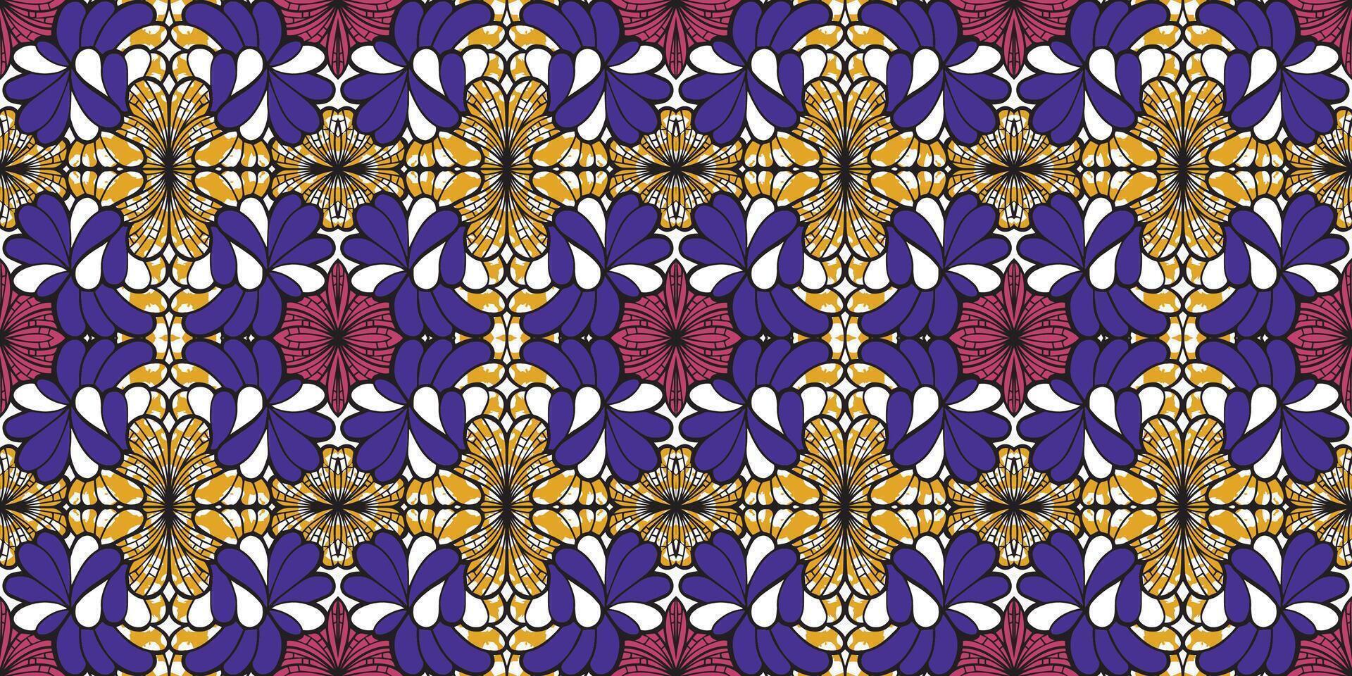 African ethnic blue pattern . seamless beautiful Kitenge, chitenge, dutch wax style. fashion design in colorful. Geometric abstract motif. commonly known as Ankara prints, African wax prints. vector