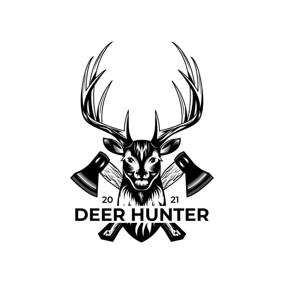 Logo Deer Hunt Axe vector