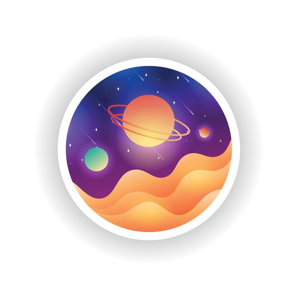 Square space background with abstract shapes and planets. vector